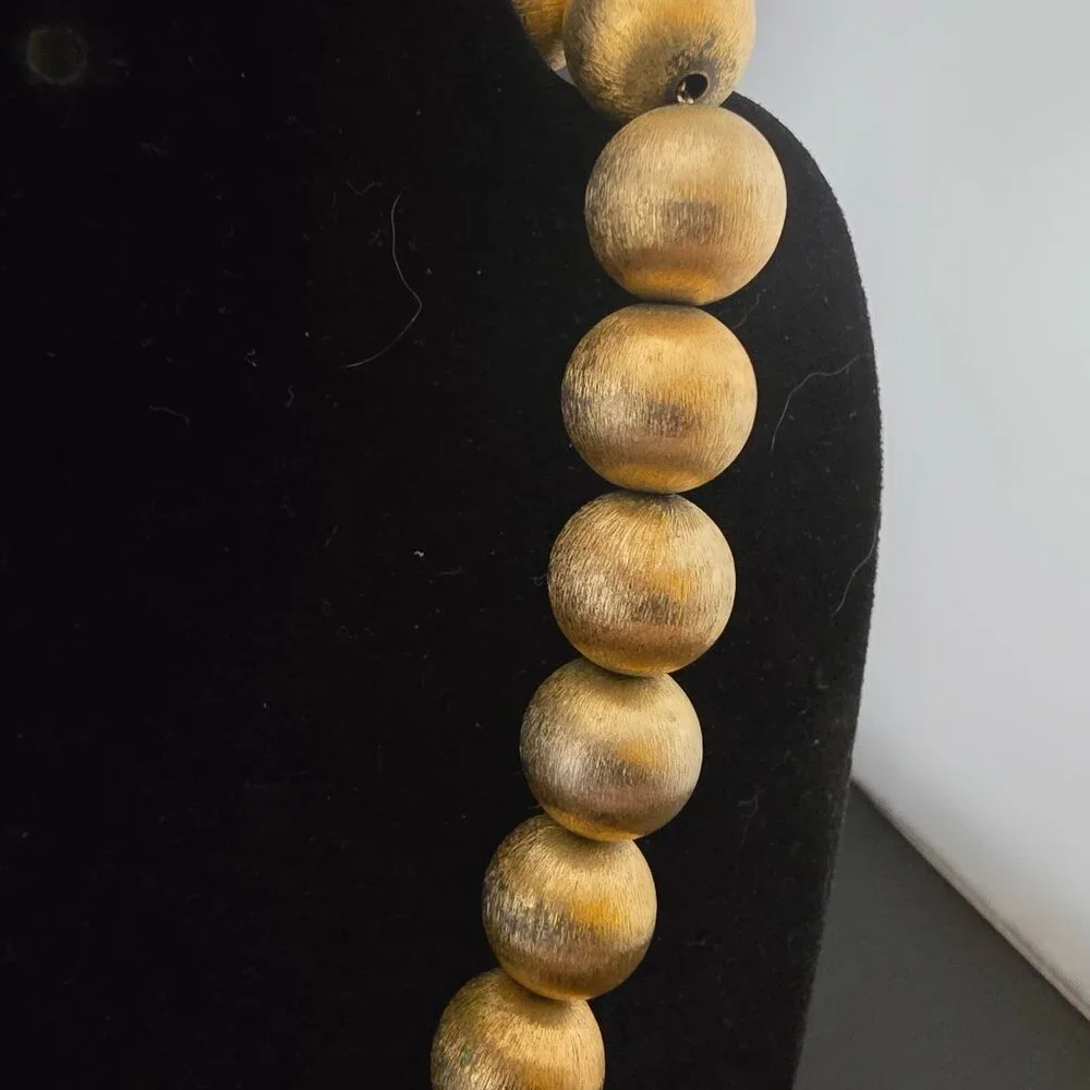 Napier Gold Chunky Beaded Necklace Elegant Brushed Vintage Statement 17" - Picture 3 of 11
